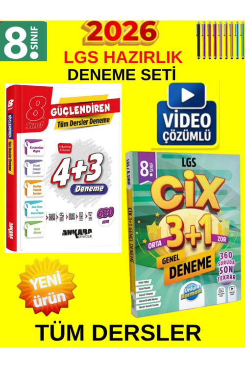 Ünlüler Cix 4 Deneme+Ankara Güçlendiren 4+3 Deneme Lgs 2026 Hazırlık Süper İkili+Dokunmatik Kalem