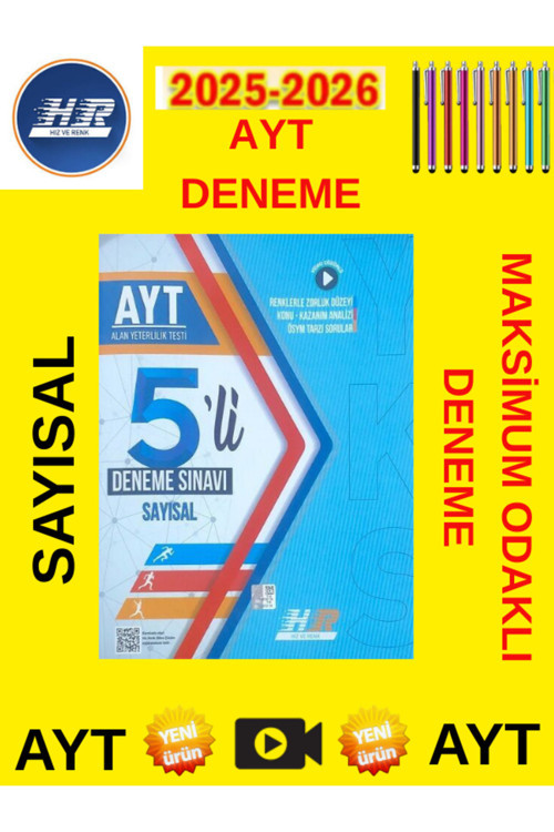 Kazanım Odaklı 2026 Hız Ve Renk Ayt Sayısal 5'Li Deneme Yanında Android Kalem