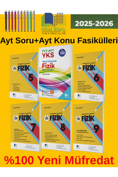 2026 Nihat Bilgin Tytayt Fizik Soru+Ayt Fizik Konu Fasikülleri (6Kitap)