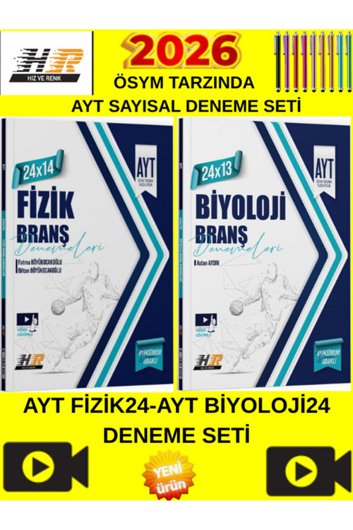 Hız Ve Renk 2026 Ayt Sayısal Fizik24-Biyoloji24 Deneme Seti+Tablet Kalem