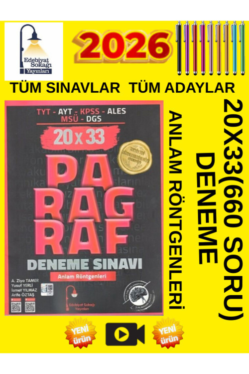 Edebiyat Sokağı Tyt Ayt Kpss Ales Msü Dgs Paragraf 20X33 Deneme+Tablet Kalem