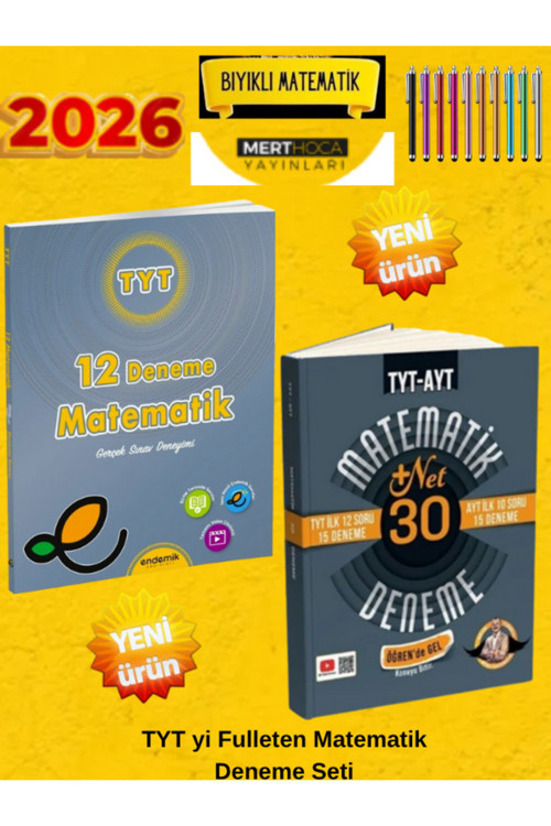 Endemik 2026 Tyt Matematik 12 Deneme+Bıyıklı 2026 Tyt Matematik 10 Branş Deneme+Android Kalem