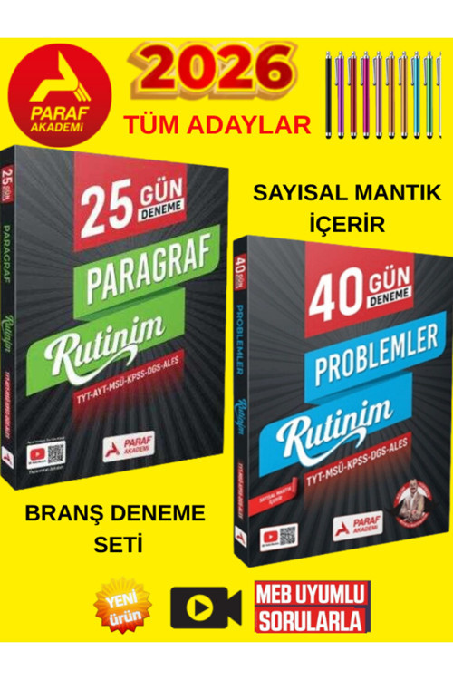Paraf 2026 Problemler 40 Paragraf 25 Günde Deneme Rutinim Tyt Msü Kpss Dgs Ales Güncel