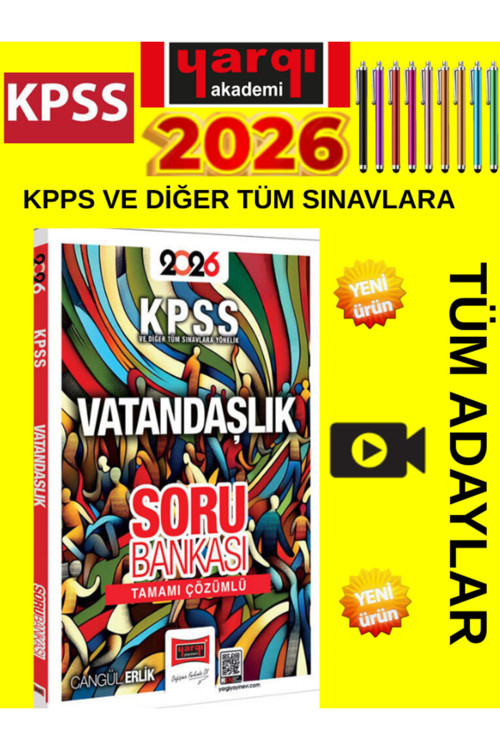 2026 Kpss Ve Diğer Tüm Sınavlara Yönelik Tamamı Çözümlü Vatandaşlık Soru Bankası+Android Kalem