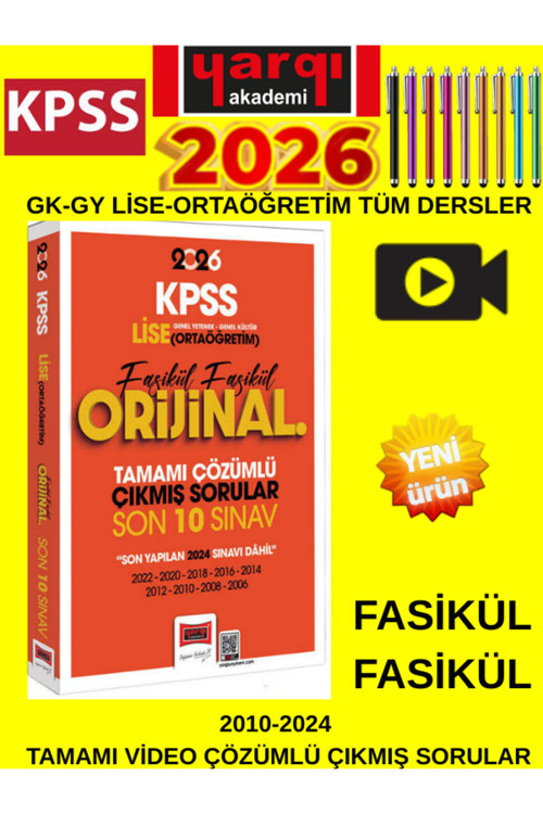 2026 Kpss Lise-Ortaöğretim Gk-Gy Fasikül Fasikül Tamamı Çözümlü Çıkmış Son 10 Sınav+Kalem