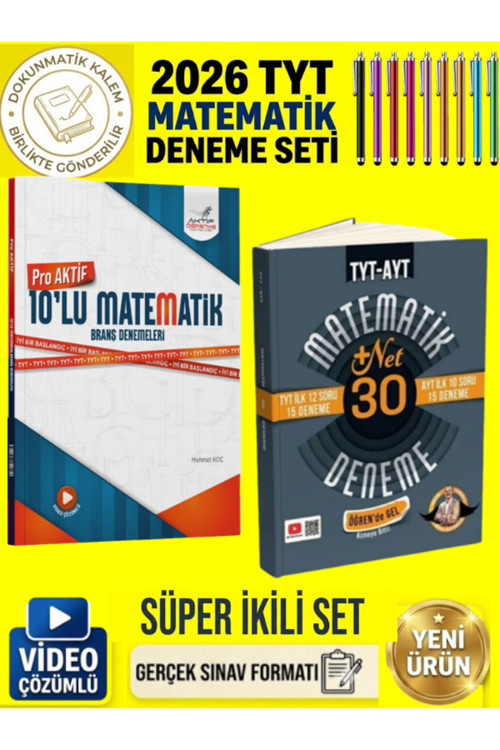 Aktif Tyt Matematik Aktif Serisi 10 Lu Deneme+Bıyıklı Tyt İlk 2 Ayt İlk 10 Soru Matematik 30 Deneme