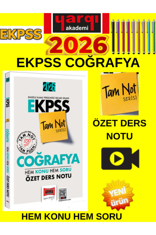 2026 E-Kpss Tam Not Serisi Coğrafya Hem Konu Hem Soru Özet Ders Notu+Tablet Kalem