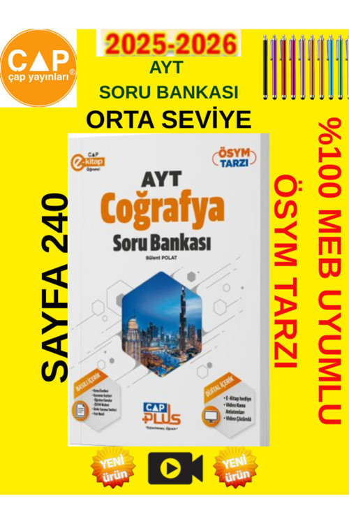 Çap 2025-2026 Ayt Coğrafya Ösym Tarzı Video Çözümlü Soru Bankası+Android Kalem
