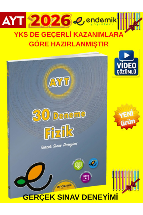 Endemik 2026 Ayt Fizik 30Lu Video Çözümlü Deneme+Tablet Kalem(Gerçek Sınav)