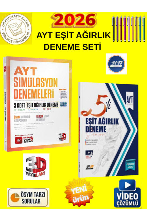 3D 2026 Ayt Eşit Ağırlık Simulasyon 5 Li Deneme+Hız Ve Renk 2026 Ayt Eşit Ağırlık 5 Li Deneme Set