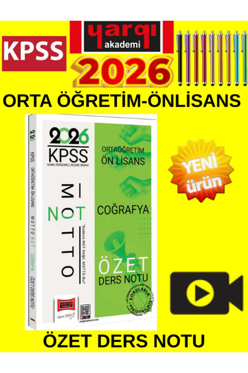 2026 Kpss Ortaöğretim Ön Lisans Motto Serisi Coğrafya Özet Ders Notu+Tablet Kalem