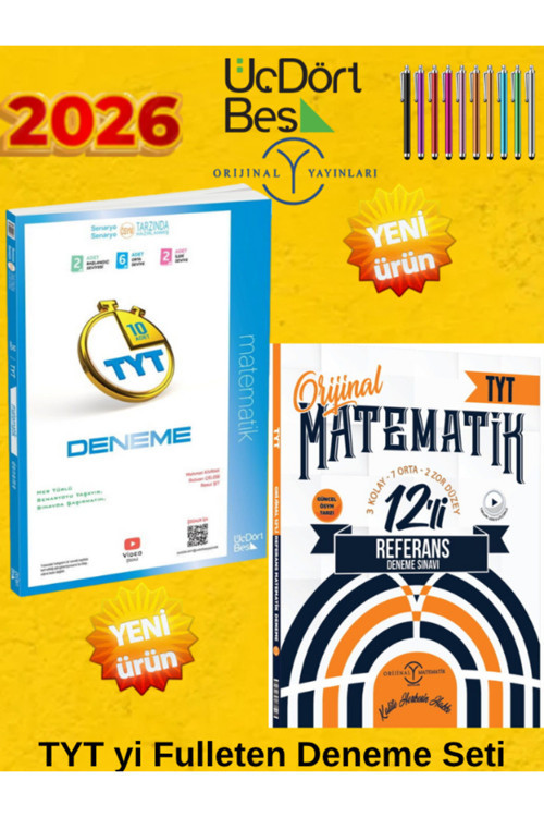 2026 Tyt Matematik 10 Deneme+Orijinal Tyt Matematik 12 Li Referans Deneme+Android Kalem