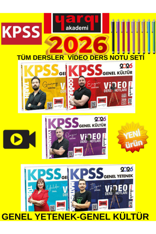 2026 Kpss Gk-Gy Tüm Dersler Video Ders Notları Seti (5 Kitap)Mat-Türkçe-Tar-Coğ-Vat