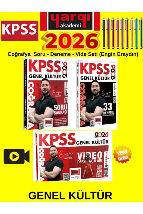 2026 Kpss Genel Kültür Coğrafya Soru Bankası - 33 Deneme - Video Ders Notları Seti (Engin Eraydın)