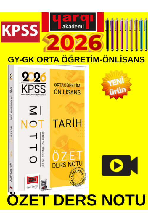 2026 Kpss Ortaöğretim Ön Lisans Motto Serisi Tarih Özet Ders Notu+Tablet Kalem