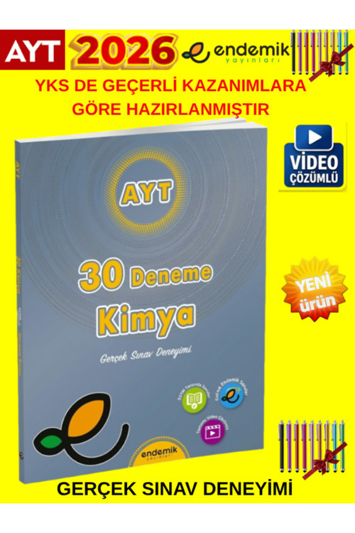 Endemik 2026 Ayt Kimya 30 Lu Video Çözümlü Deneme+Tablet Kalem(Gerçek Sınav)