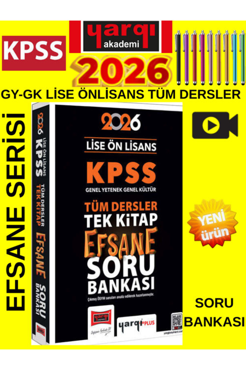 2026 Kpss Lise Ön Lisans Gk-Gy Tüm Dersler Tek Kitap Efsane Soru Bankası+Tablet Kalem