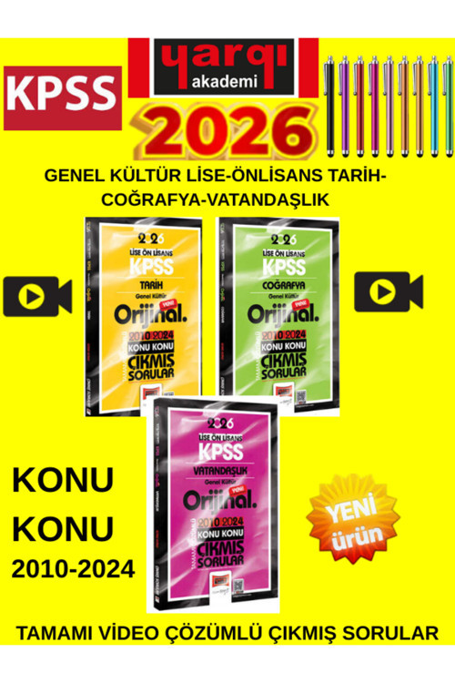 2026 Kpss Lise-Önlisans Gk. 2010-2024 Konu Konu Çıkmış Sorular Seti (3 Kitap)+Kalem