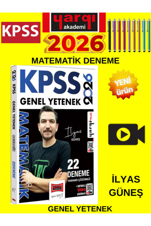 2026 Kpss Genel Yetenek Tamamı Çözümlü Matematik 22 Deneme (İlyas Güneş)+Tablet Kalem