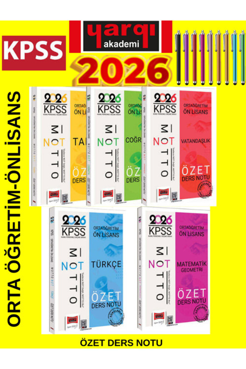 2026 Kpss Ortaöğretim Ön Lisans Motto Serisi Gk-Gy Tüm Dersler Özet Ders Notu Seti