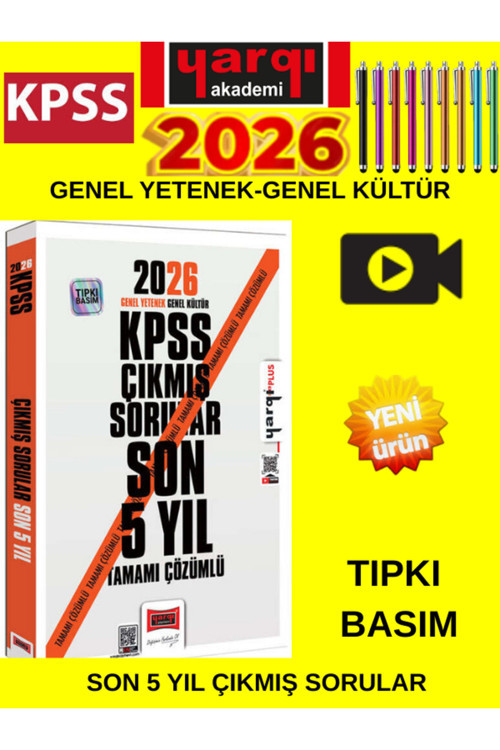 2026 Kpss Gk-Gy Tüm Dersler Tamamı Çözümlü Son 5 Yıl Çıkmış Sorular+Android Kalem