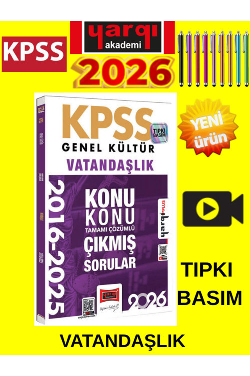 2026 Kpss Genel Kültür Vatandaşlık 2016-2026 Konu Konu Tamamı Çözümlü Çıkmış Sorular