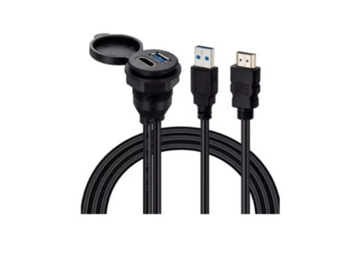2 Bağlantılı Gömme Panel Montaj USB Uzatma Kablosu - 2 Metre