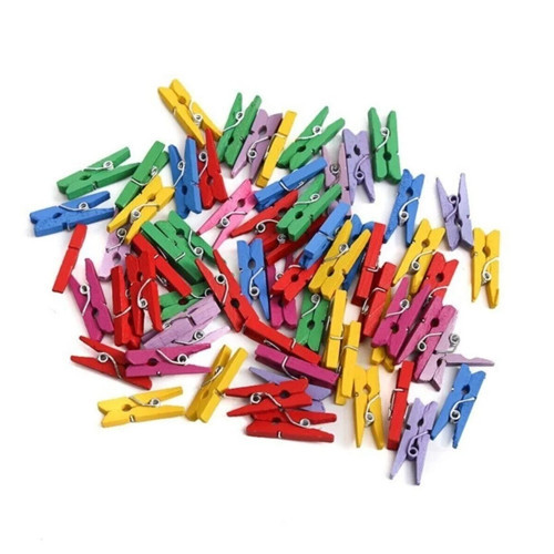 ETT 100lü Renkli Ahşap Mandal Seti 2.5 cm - El İşi Dekorasyon