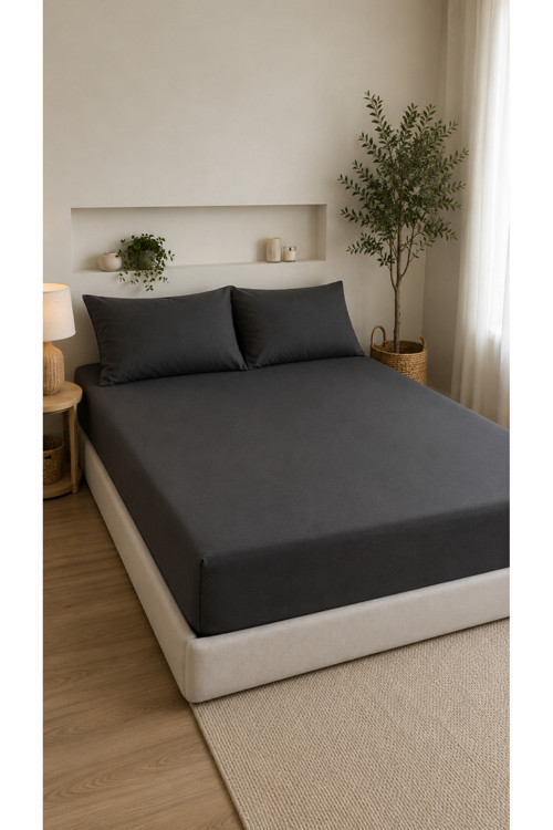Çift Kişilik Lastikli Çarşaf Takımı 2 Adet Yastık Kılıflı 50x70 | 160x200+30 | %100 Pamuk