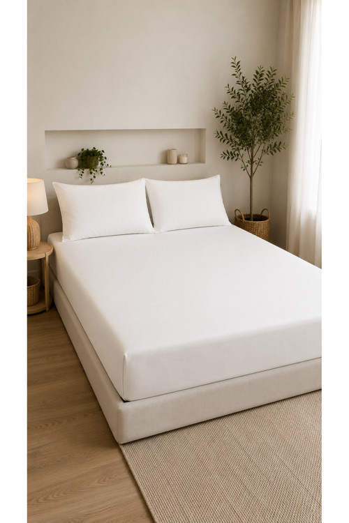Çift Kişilik Lastikli Çarşaf Takımı 2 Adet Yastık Kılıflı 50x70 | 160x200+30 | %100 Pamuk