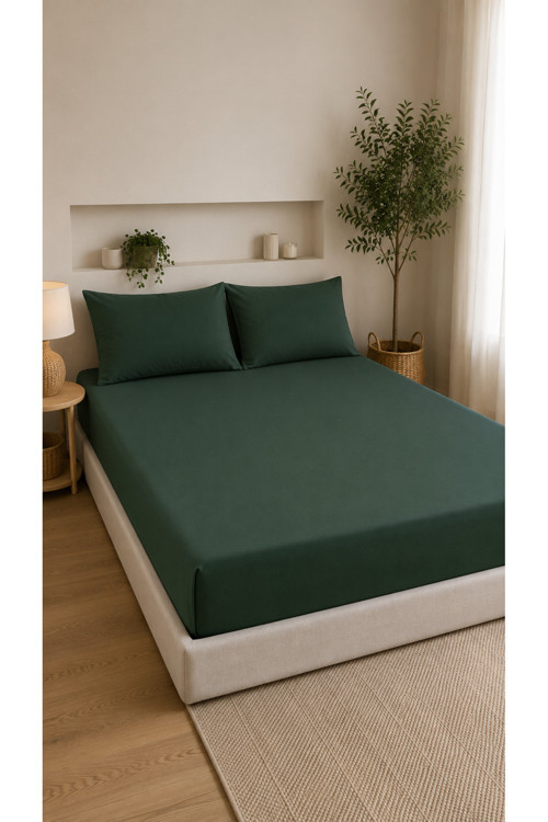 Çift Kişilik Lastikli Çarşaf Takımı 2 Adet Yastık Kılıflı 50x70 | 160x200+30 | %100 Pamuk