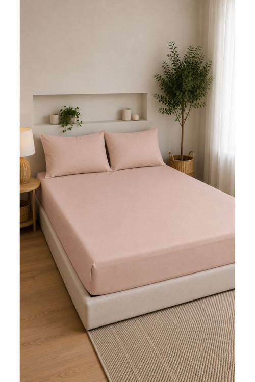 Çift Kişilik Lastikli Çarşaf Takımı 2 Adet Yastık Kılıflı 50x70 | 160x200+30 | %100 Pamuk