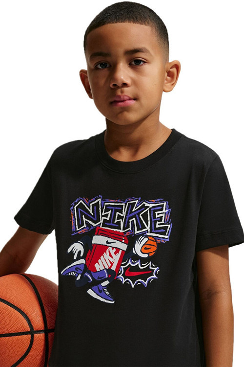 Sportswear Kids Tee Box Hoops Kids Tee Grafik Baskılı Çocuk Tişört Siyah