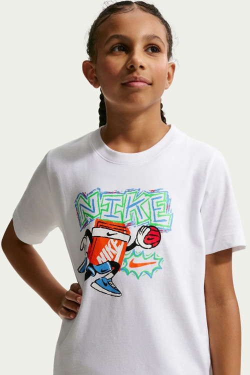 Sportswear Kids Tee Box Hoops Kids Tee Grafik Baskılı Çocuk Tişört Beyaz