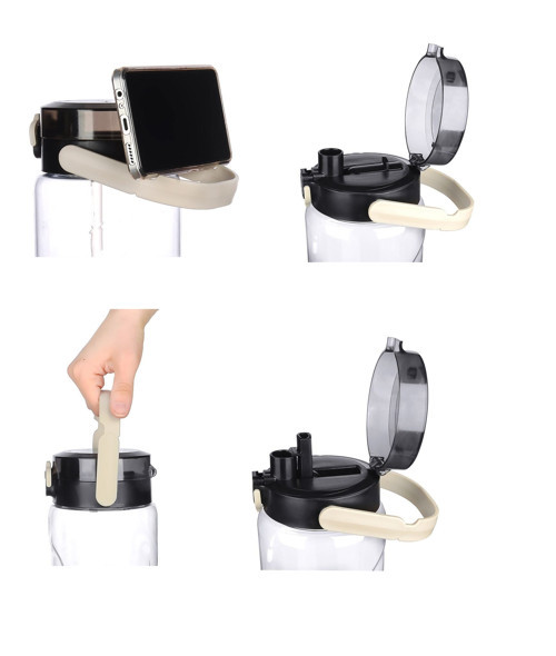 ETT Şeffaf Matara - 1500 ml, Telefon Tutuculu, Sağlıklı Plastik, WATERMODE