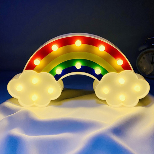ETT Led Işıklı Gökkuşağı Gece Lambası - Pilli, Duvara Asılabilir Dekoratif Aydınlatma
