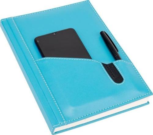 2026 YENİ YIL GÜNLÜK ÇİZGİLİ AJANDA DERİ TELEFON KILIFLI KAPAK 17X24 CM. TURKUAZ