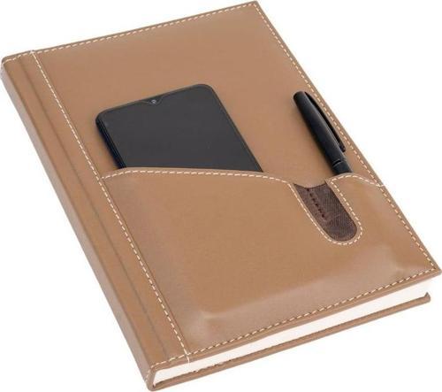 2026 YENİ YIL GÜNLÜK ÇİZGİLİ AJANDA DERİ TELEFON KILIFLI KAPAK 17X24 CM. VİZON