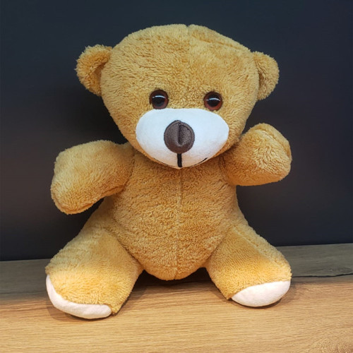 ETT Kahverengi Peluş Oyuncak Ayı (25 cm) - Kırmızı Atkılı, Sevgililer Günü Hediyesi