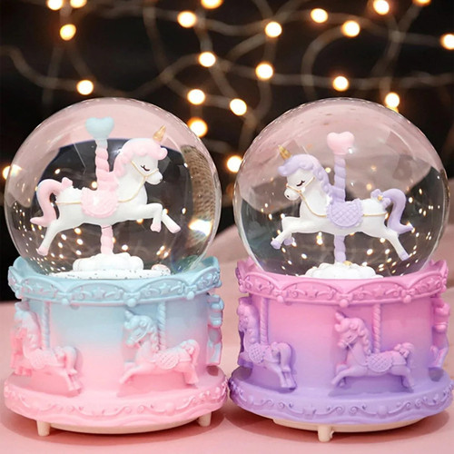 Unicorn Kar Küresi Müzikli ve Işıklı | Dekoratif Hediye