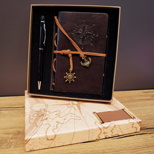 ETT Öğretmene Hediye Pusula Desenli Defter ve Kalem Seti