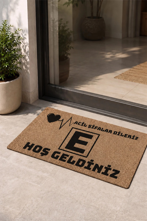 Eczane Logolu Acil Şifalar Dileriz Coco Görünüm işyeri Koko Kapı Önü Paspası 45x70cm