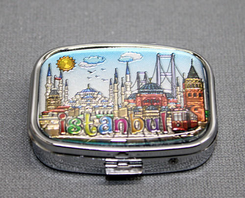 ETT İstanbul Temalı İlaç Kutusu Model 14 - 5.5x4.5 cm 2 Bölmeli