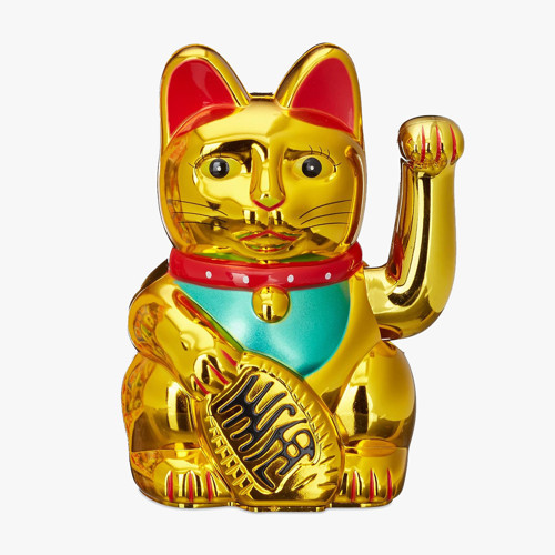 ETT Altın Rengi Sallanan Kollu Şanslı Kedi Figürü 16 cm