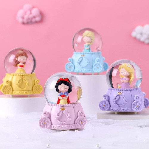 Sevimli Prenses Işıklı Mini Kar Küresi: Cam, Polyester, Pilli Işık