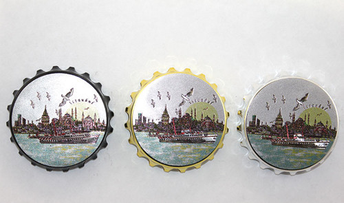 İstanbul Temalı Gazoz Kapağı Magnet - Model 1, Retro Tasarım, 7x7 cm
