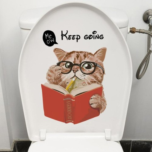 Decohandy Klozet Etiketi Keep Going Kedi: 3D Tasarım, Motivasyonel Sloganlı, Suya Dayanıklı