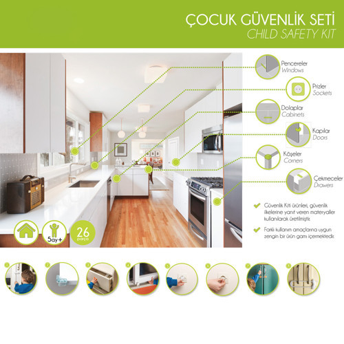 Profesyonel 26 Parça Çocuk Güvenlik Seti - Ev Kazalarını Önleyin