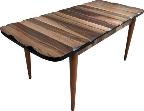 Masa 12500 KÜTÜK Desen Model Kelebek Kayın RETRO ayak Dalga kenr Parlk Ceviz lake