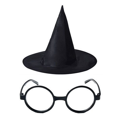 Harry Potter Şapkası ve Gözlüğü Seti - Siyah Renk